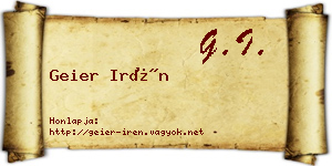 Geier Irén névjegykártya