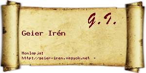 Geier Irén névjegykártya